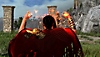 Snímek obrazovky ze hry Forspoken, na kterém Frey v boji sesílá ohnivé kouzlo.