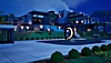 Fortnite - Capítulo 4, Temporada 4 - Captura de tela de um personagem mostrando o cenário noturno em uma casa grande