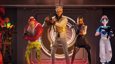 Fortnite Chapter 4 Season 4 screenshot showing a selection of skins available in the Season 4 Battle Pass