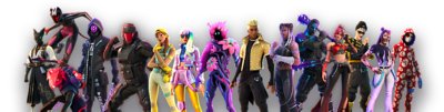 Feature image showing multiple characters skins from Fortnite.