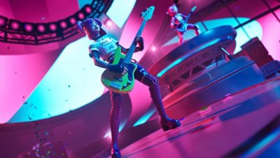 Fortnite Festival スクリーンショット ベースを弾いているキャラクター