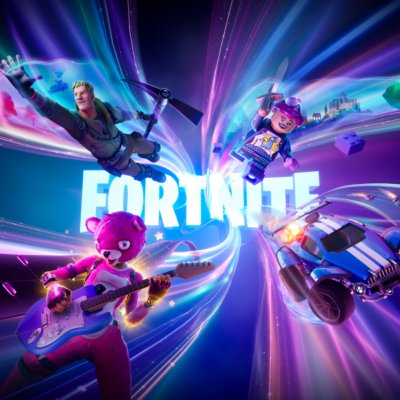 Imagem do Fortnite que mostra modos de jogo no interior de um remoinho roxo