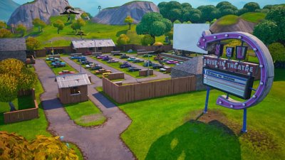 Fortnite Chapter 4 Season OG screenshot showing returning point-of-interest Drive-In