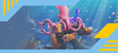 Decorative background featuring artwork from Fortnite.