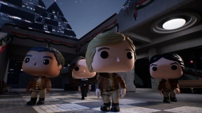 Funko Fusion screenshot showing characters from the game world of Battlestar Galactica