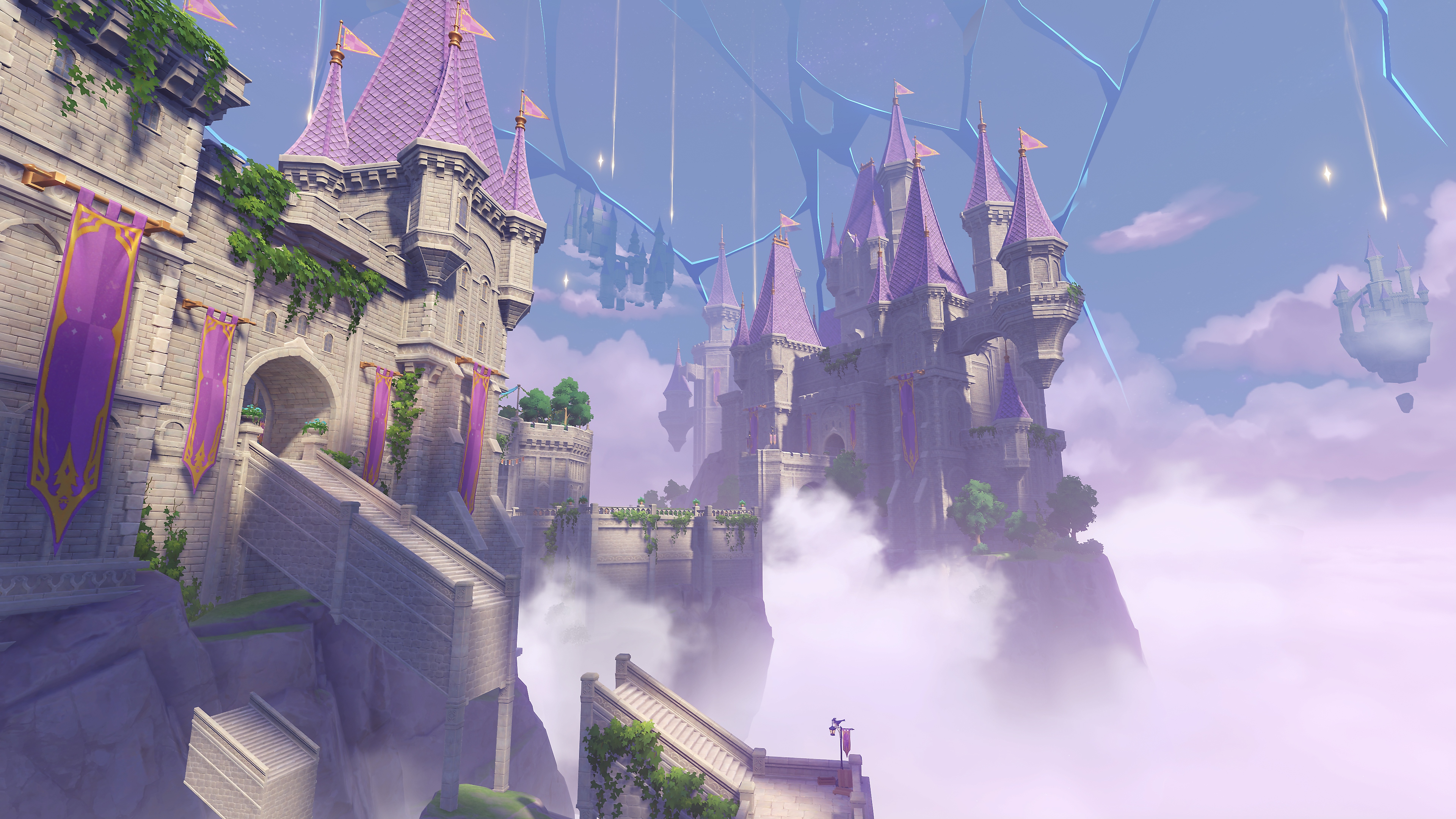 Genshin Impact:‎ التحديث رقم 2.8 - لقطة شاشة من اللعبة تظهر فيها قلعة فوق السحب