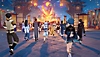 Екранна снимка на Genshin Impact 3.4, показваща група хора, вървящи към оживено събитие