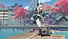 Captura de pantalla de Genshin Impact 3.5 que muestra a un personaje de pie en un muelle