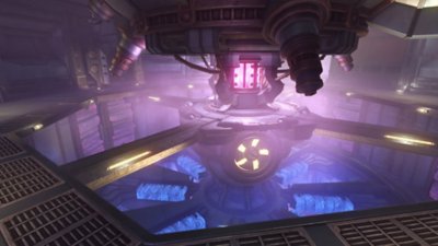Genshin Impact 6.0 screenshot showing the generator of a building with a pink and purple glowing core