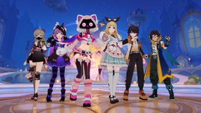 Captura de tela de Genshin Impact 6.1 mostrando vários personagens coloridos