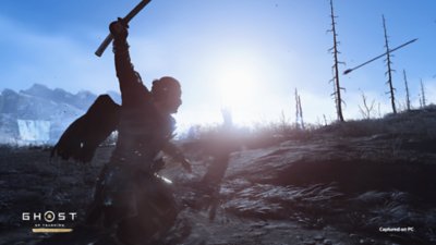 Captura de tela de Ghost of Tsushima — defletindo flecha