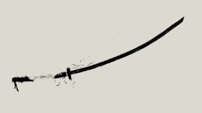 Black and white ink-style rendering of an Ōdachi sword.