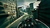 لقطة شاشة من Ghostrunner 2 تعرض طريقة اللعب باستخدام الدراجة النارية