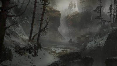 God of War - Capture d'écran montrant une forêt hivernale