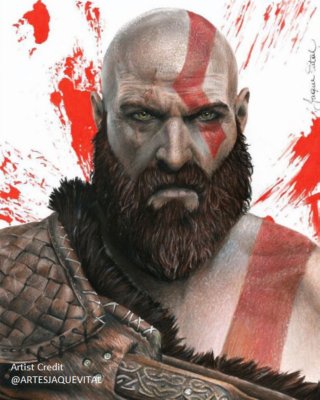 grafiki fanów god of war – zbliżenie na kratosa