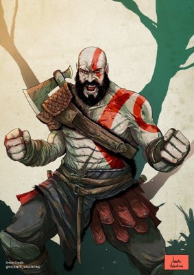 Fankunst fra god of war – animasjon av kratos