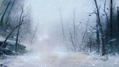 god of war ragnarok forest winter background