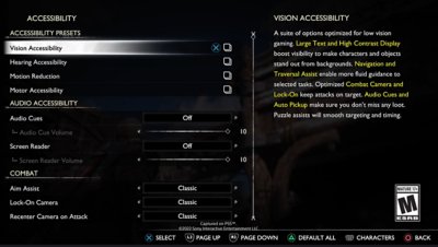 god of war accessibility preset