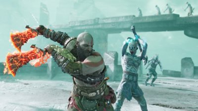 god of war ragnarok pc screenshot - kratos flaming axe