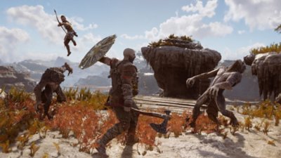 God of War Ragnarök – Screenshot – Kratos im Kampf