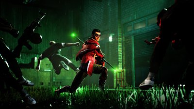 Gotham Knights screenshot - Robin u borbi protiv neprijatelja sa njegovim štapom