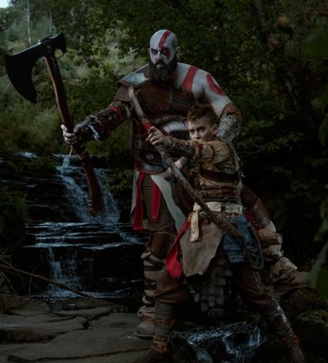 Kratos  and atreus fan art cosplay