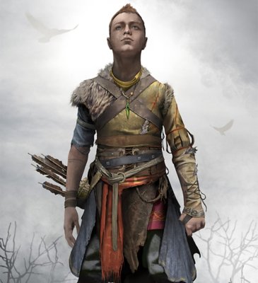 Illustration conceptuelle d'Atreus dans God of War Ragnarök.