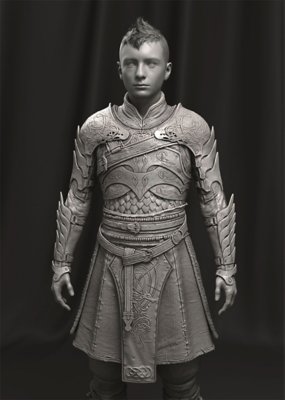 Modelo 3D sem textura do Atreus em God of War Ragnarök.