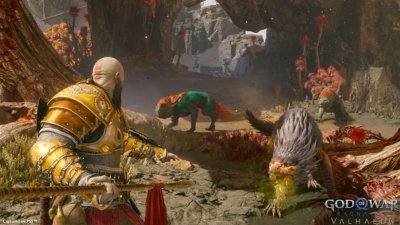 god of war ragnarok valhalla - screenshot van gevecht