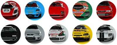 GT7 avatars with a variety of cars