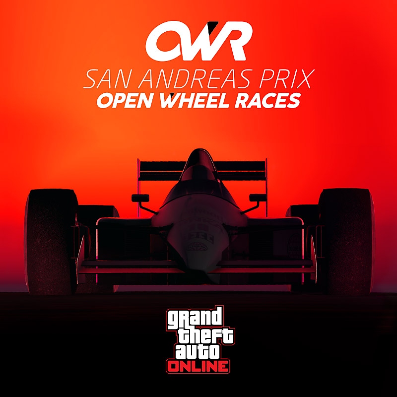 Grand Theft Auto Online - Open Wheel Races Key Art showing a race car