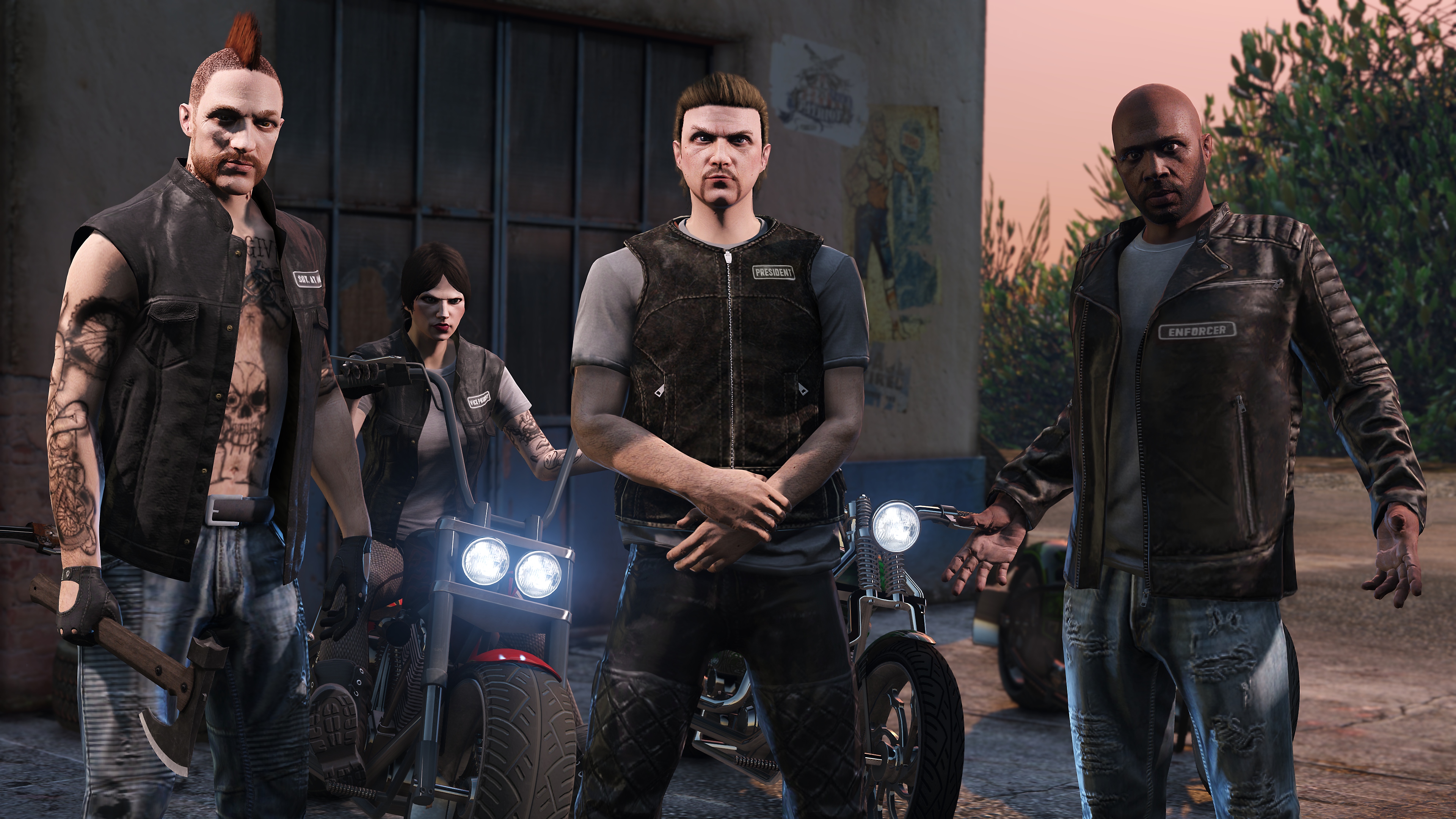 Grand Theft Auto Online trailer showing a gang of motorcyclists