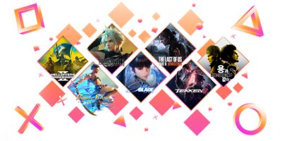 Helldivers 2, Star Wars: Outlaws, Final Fantasy VII: Rebirth, 스텔라 블레이드, 아스트로봇, Lego Horizon Adventures, Concord 키 아트가 포함된 영웅 록업입니다.