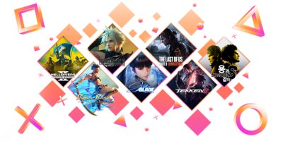 Helldivers 2, Prince of Persia: The Lost Crown, Final Fantasy VII: Rebirth, 스텔라 블레이드, Rise of the Ronin, 철권 8 및 Like a Dragon: Infinite Wealth의 키 아트를 포함하는 히어로 록업입니다.