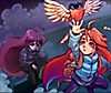 Celeste key art featuring hand drawn art of main character Madeleine reaching for a flying strawberry