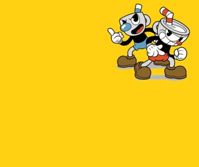 Иконографско изображение на Cuphead, включващо ръчно нарисувано изображение на героите Cuphead и Mugman.