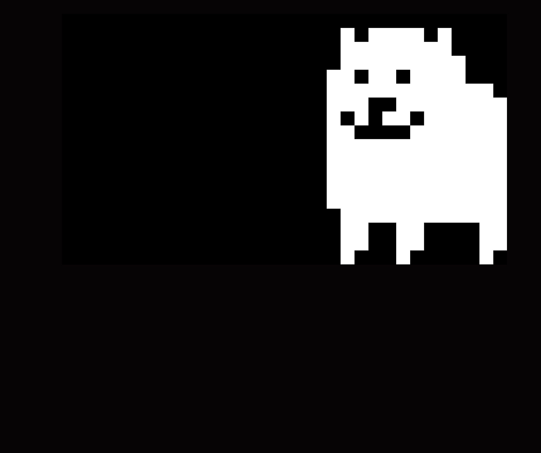 Arte guía de Undertale que presenta a un perro pixelado