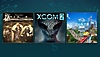 PlayStation平台最佳策略游戏主题宣传海报，包含《Voice of Cards:The Isle Dragon Roars》、《XCOM 2》与《过山车之星：主机版》 