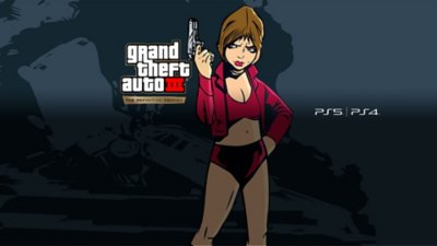 Key-Artwork von Grand Theft Auto: III mit einem posierenden Charakter