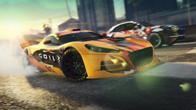 Gameplay screenshot showing two cars getting ready to race