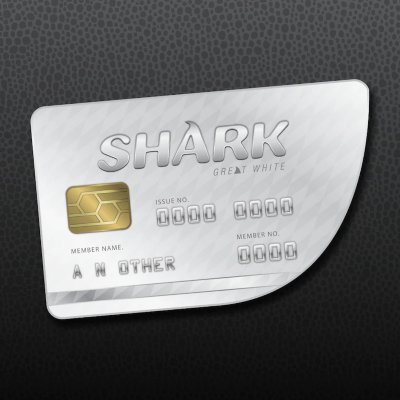GTA Online Great White Shark Card store item artwork featuring a silver credit card