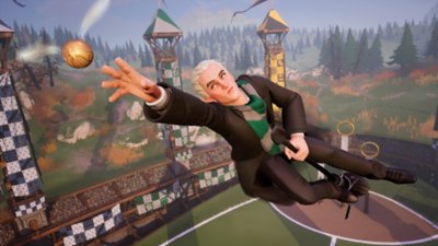 Captura de pantalla de Harry Potter: Quidditch Champions que muestra a Draco jugando como buscador