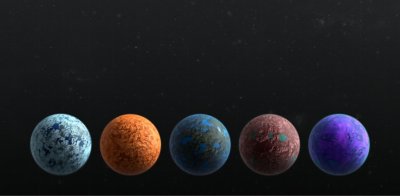 Background image featuring multiple planets floating in space.