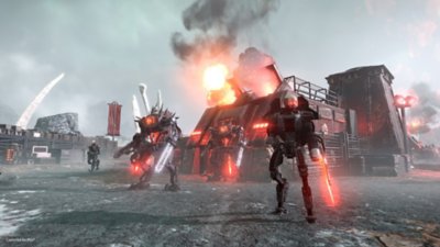 Screenshot de Helldivers 2 a mostrar personagens em combate