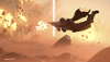 《Helldivers 2》螢幕截圖，顯示角色從空中急遽下降。