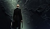 Background Image of Agent 47 looking at a giant world map