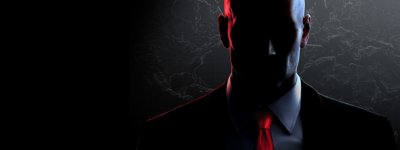 Hitman 3 keyart showing Agent 47's face covered by shadow
