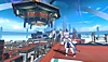Captura de pantalla de Honkai: Star Rail que muestra a un personaje joven sobre un techo en una ciudad