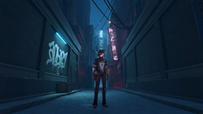 《崩壞：星穹鐵道》螢幕截圖，顯示夜間站在巷弄中的波提歐