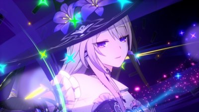 Honkai Star Rail screenshot showing a character bathed in pink light